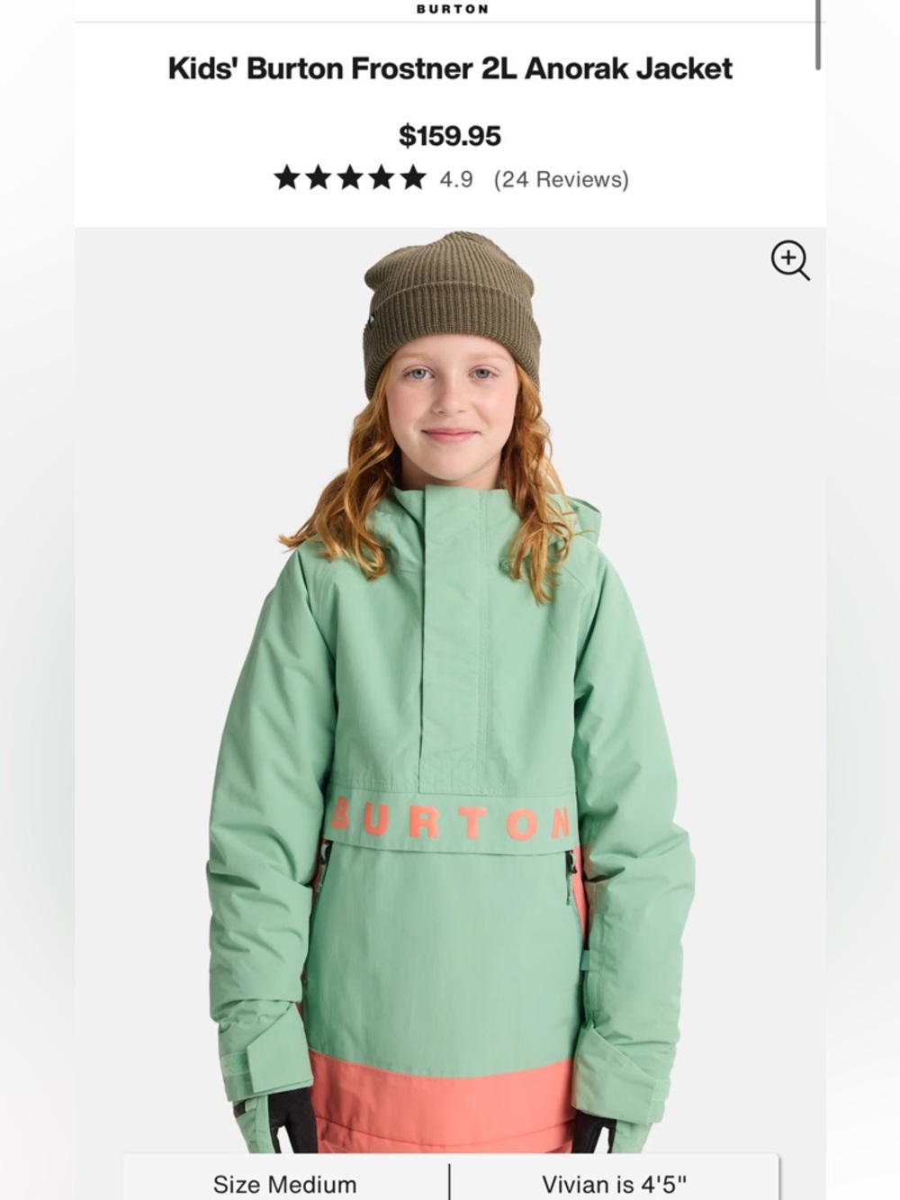 Kids' Burton Frostner 2L Anorak Jacket- yellow and pink